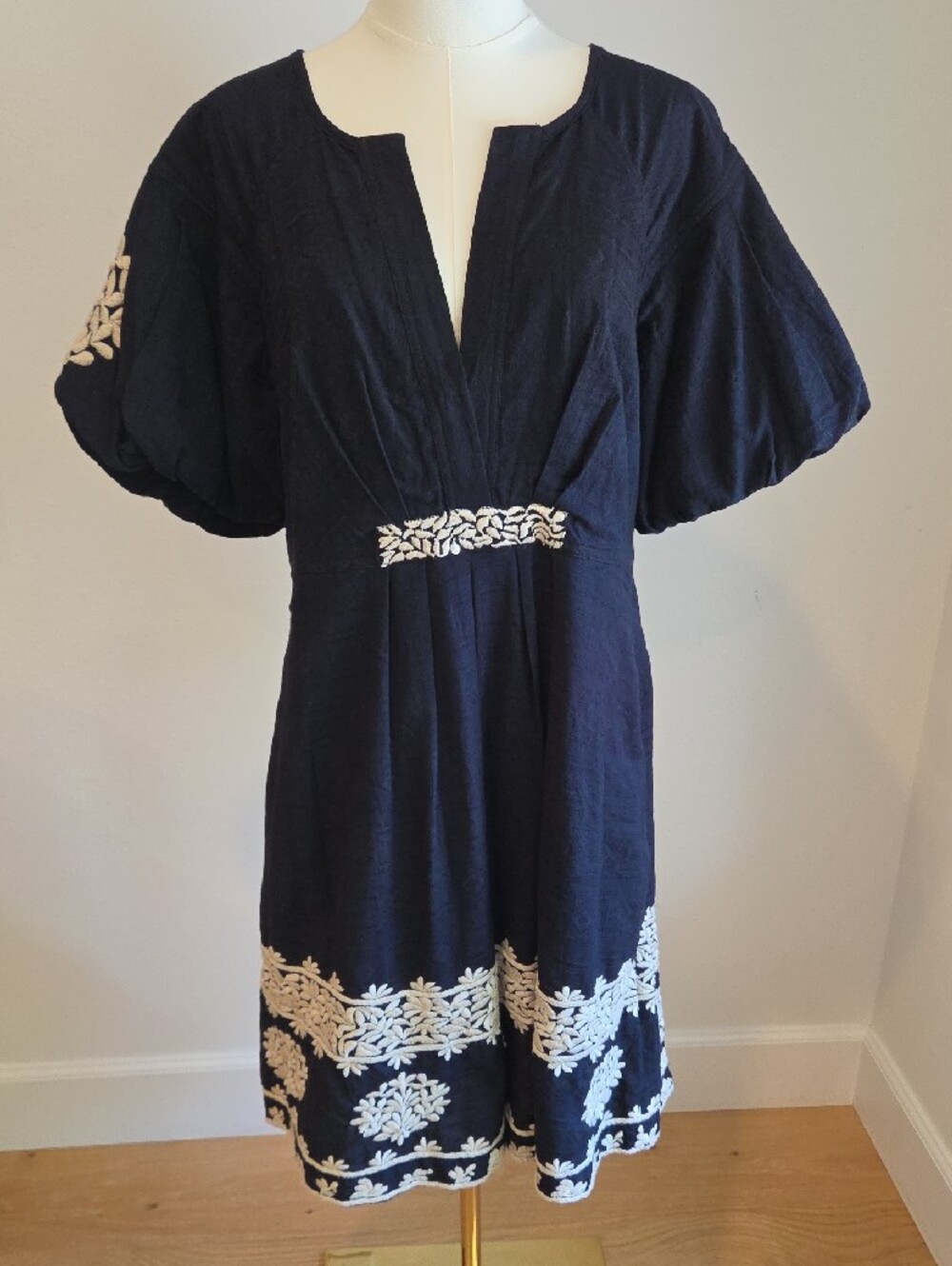 Anthropologie Black Midi Dress with Cream Floral Embroidery - Picture 15 of 15